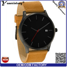 Yxl-170 Promotion Casual Men′s Watch Genuine Leather Canlendar Date Fashion Wrist Watch Custom Design OEM Quartz Watch Factory